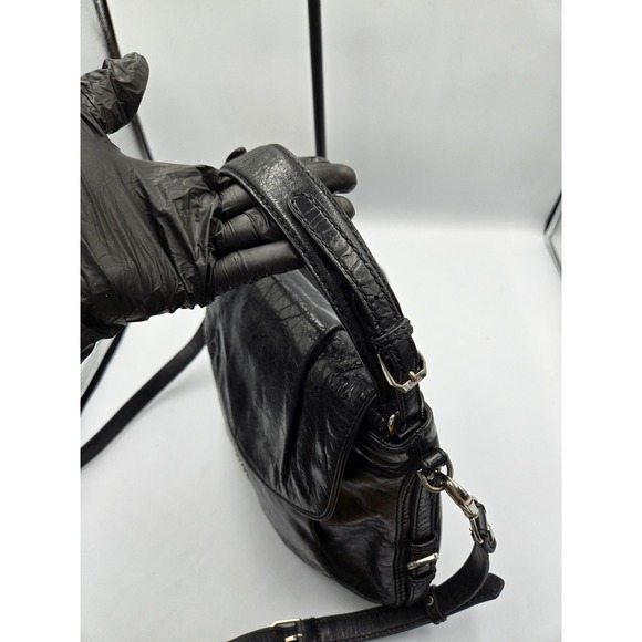 MCM Black Leather Shoulder Bag Crossbody Convertible Designer Purse - Picture 6 of 10